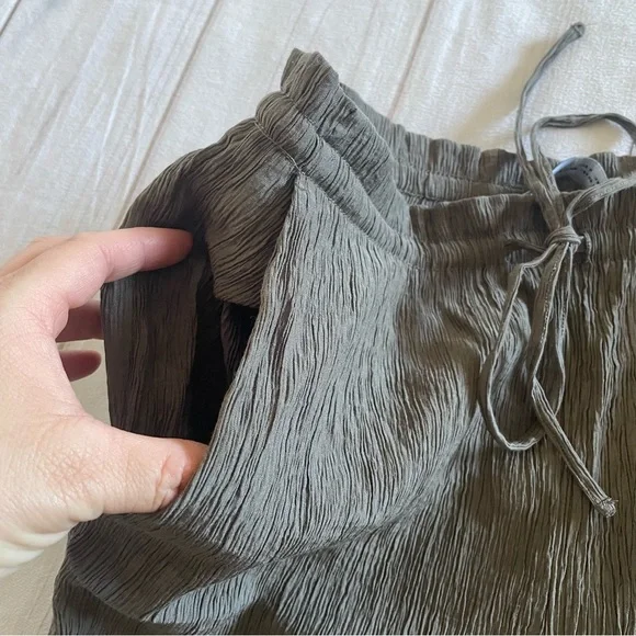 Zara Textured Crinkle Pants Women’s XS Gray Drawstring Pull on Casual Dressy EUC - Picture 9 of 15